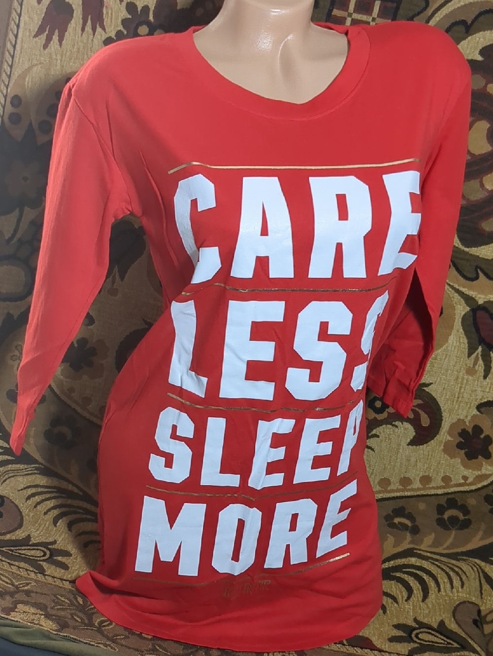 PINK Victoria's Secret Red 'Care Less Sleep More' Sleep Shirt